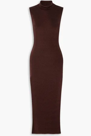 GAUGE81 Flora metallic jersey turtleneck midi dress - Braun - DE 36