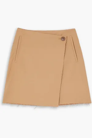 By Malene Birger Esmaa Mini-Wickelrock aus recyceltem Stretch-Twill mit Fransen - Neutral - DE 42