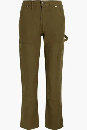 Frame Le Slouch Hose mit geradem Bein aus Baumwoll-Canvas - Grün - 26