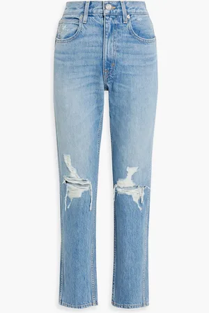 SLVRLAKE Virginia hoch sitzende Jeans mit schmalem Bein in Distressed-Optik - Blau - 30