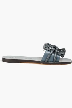 Tory Burch Rope Pantoletten aus Leder mit Knotendetail - Blau - US 5