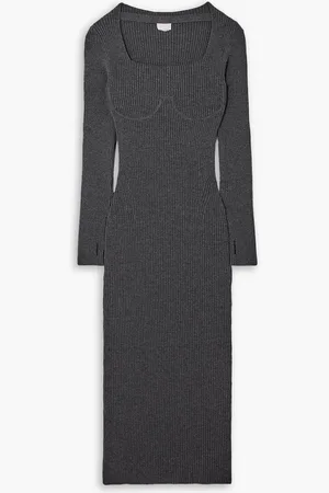 Patou Midikleid aus einer gerippten Wollmischung - Grau - XS