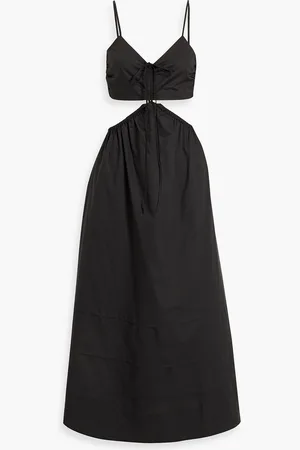 Nicholas Gerafftes Midikleid aus Baumwollpopeline mit Cut-outs - - US 4