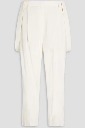 Brunello Cucinelli Karottenhose aus Grain de Poudre mit Zierperlen - Weiß - IT 44