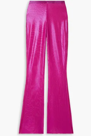 Oseree Schlaghose aus Stretch-Tüll mit Metallic-Effekt - Pink - XL