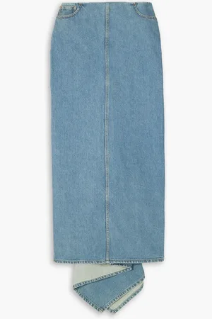 MAGDA BUTRYM Drapierter Maxirock aus Denim - Blau - FR 38