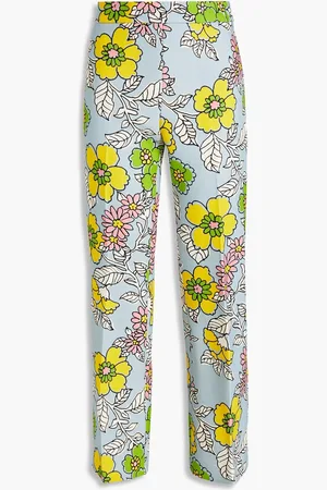 Tory Burch Schlaghose aus Crêpe mit floralem Print - Blau - US 0