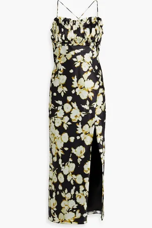 Nicholas Gerafftes Midikleid aus bedrucktem Seidensatin - - US 10