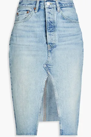 RE/DONE Bleistiftrock aus Denim in ausgewaschener Optik - Blau - 24