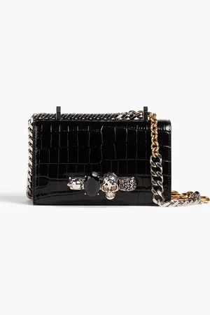 Alexander McQueen Schultertasche aus Leder mit Krokodileffekt - - OneSize