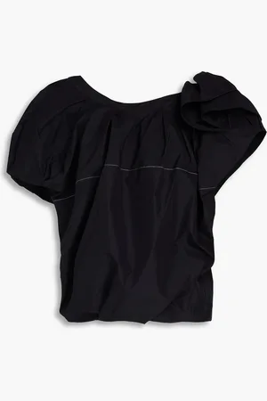 3.1 Phillip Lim Oberteil aus Popeline aus einer Baumwollmischung mit Rüschen und asymmetrischer Schulterpartie - - L
