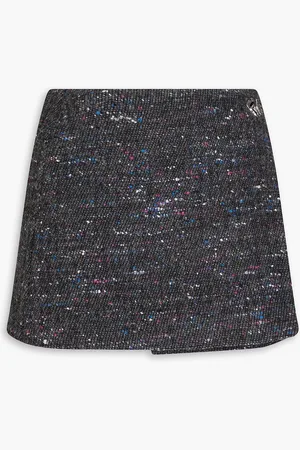Ganni Mini-Wickelrock aus Bouclé aus einer Donegal-Baumwollmischung - Grau - DE 40