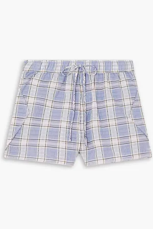 Ganni Karierte Shorts aus Seersucker aus einer Baumwollmischung - Lila - DE 44