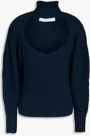 IRO Rollkragenpullover aus Rippstrick mit Cut-outs - Blau - L