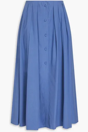 E.L.V. Denim The Pleated Midirock aus Twill aus einer Lyocellmischung - - UK 14