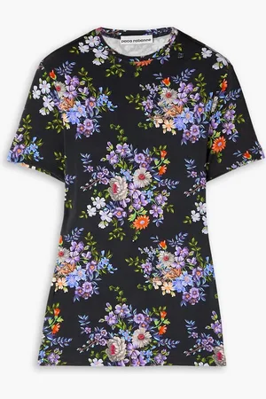 Paco rabanne T-Shirt aus Stretch-Jersey mit floralem Print - Lila - FR 34