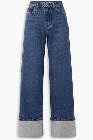 Alexander Wang Hoch sitzende Jeans mit weitem Bein und Kristallen - Blau - 24