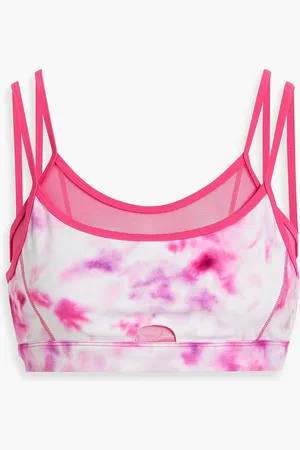 GOOD AMERICAN Mehrlagiger Sport-BH aus Stretch-Jersey und Mesh mit Batikmuster - Pink - 1