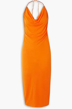 DION LEE Barball rückenfreies Neckholder-Midikleid aus Mesh mit Zierperlen - - UK 8