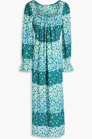 Baum und Pferdgarten Asayo bedrucktes Midikleid aus Crêpe in Colour-Block-Optik - - DE 38