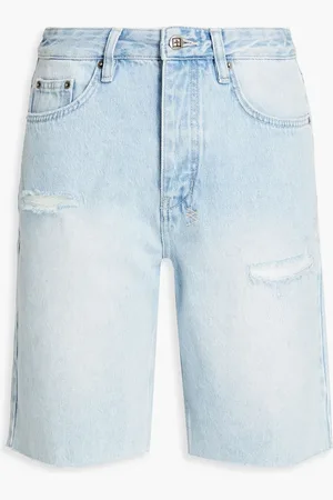 KSUBI Jeansshorts in Distressed-Optik mit Stickereien - Blau - 25