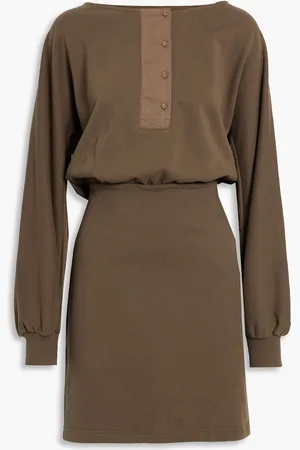 3.1 Phillip Lim Minikleid aus Baumwollfrottee mit Popelinebesatz - Grün - L