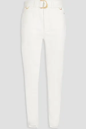 AJE Bianca hoch sitzende Jeans mit schmalem Bein und Verzierung - Weiß - UK 4