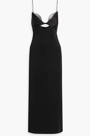 GALVAN Midikleid aus Satin und Crêpe mit Verzierung und Cut-outs - - FR 36