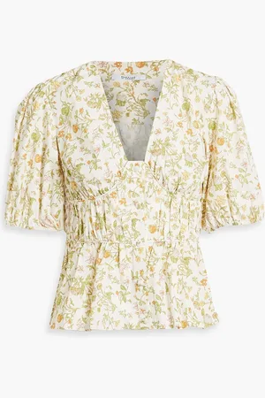 Derek Lam Maureen Oberteil aus Popeline aus einer Baumwollmischung mit floralem Print - Weiß - US 10