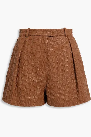 Roberto Cavalli Shorts aus geflochtenem Kunstleder mit Falten - Braun - IT 38