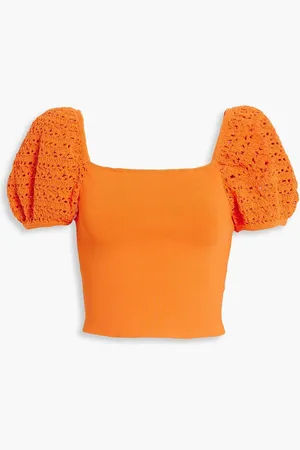 ALICE+OLIVIA Alice Olivia - Caley Oberteil aus Stretch-Jersey mit Häkeleinsatz - - XS