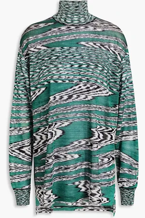 Missoni Melierter Rollkragenpullover aus Strick mit Intarsienmuster - Grün - XS