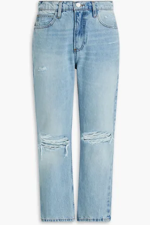 Frame Halbhohe Cropped Bootcut-Jeans in Distressed-Optik - Blau - 29