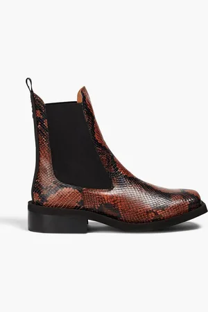 Ganni Chelsea-Boots aus Leder mit Schlangeneffekt - - EU 35