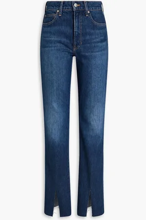 VERONICA BEARD Hoch sitzende Jeans mit geradem Bein in ausgewaschener Optik - Blau - 27