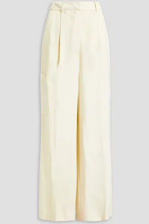 Loulou Studio Carmel Cargohose aus Satin mit Falten - Weiß - M