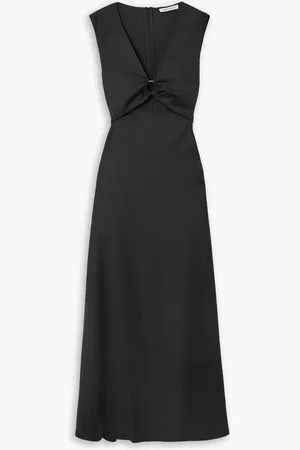 Anna Quan Verner Maxikleid aus Woll-Twill mit Cut-out und Raffungen - - UK 4