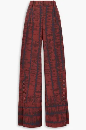 Altuzarra Hency Hose mit weitem Bein aus Popeline aus einer Baumwollmischung mit Batikmuster - Rot - FR 40