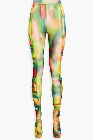 DRIES VAN NOTEN Geraffte Leggings aus Mesh mit Batikmuster - - XS