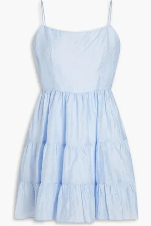Sandro Gestuftes Minikleid aus einer Leinenmischung - Blau - FR 40