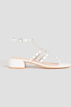 Stuart Weitzman Sandalen aus Leder mit Kunstperlen - - EU 36.5