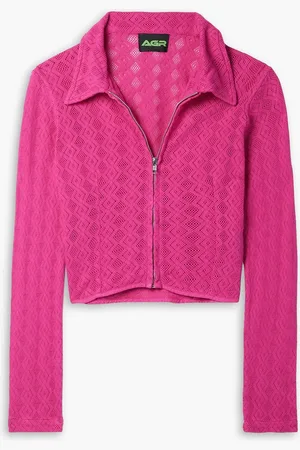 AGR Oberteil aus Baumwolle in Pointelle-Strick - Pink - XS