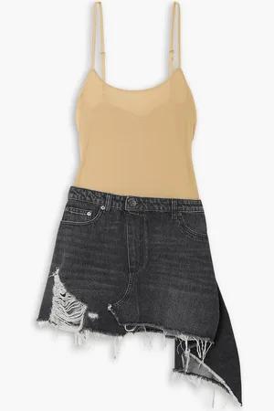 J.W.Anderson Asymmetrisches Minikleid aus Baumwoll-Jersey und Denim in Distressed-Optik - Neutral - UK 10