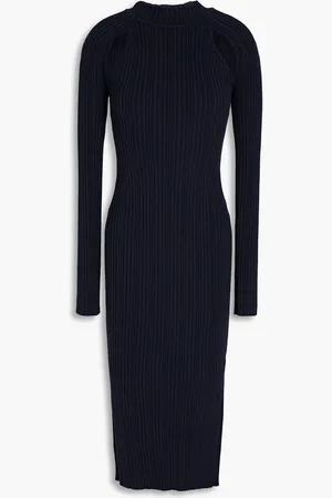 LVIR Midikleid aus Rippstrick mit Cut-outs - Blau - L