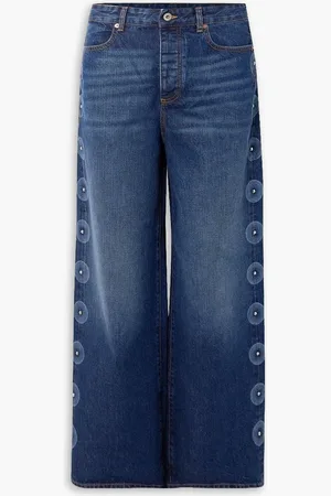 Connor Ives Hoch sitzende Schlagjeans mit Einsätzen aus Stretch-Jersey - Blau - S