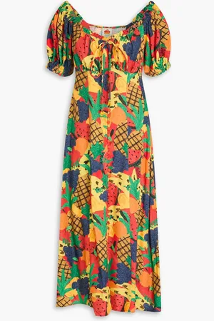 Farm Rio Bedrucktes Midikleid aus Crêpe - - S
