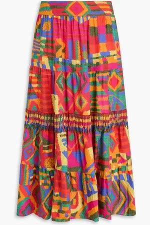 Farm Rio Midirock aus einer Leinenmischung mit Zierperlen und Print - - XL