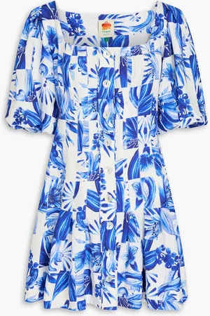 Farm Rio Minikleid aus einer Leinenmischung mit Print und Falten - - L
