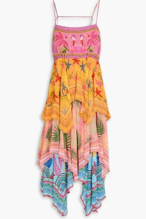 Farm Rio Gestuftes Midikleid aus bedrucktem Georgette - - L