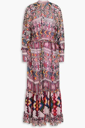 Farm Rio Bedrucktes Midikleid aus Georgette mit Zierperlen - - S